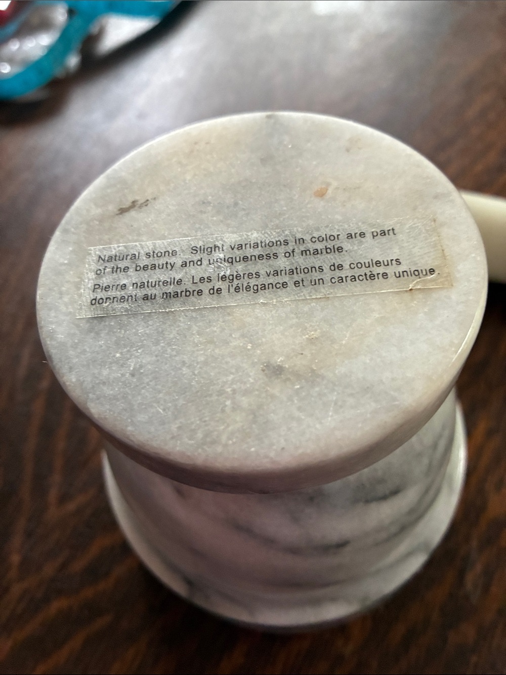 Marble Mortar and Pestle - White with Gray Veining - Picture 5 of 5